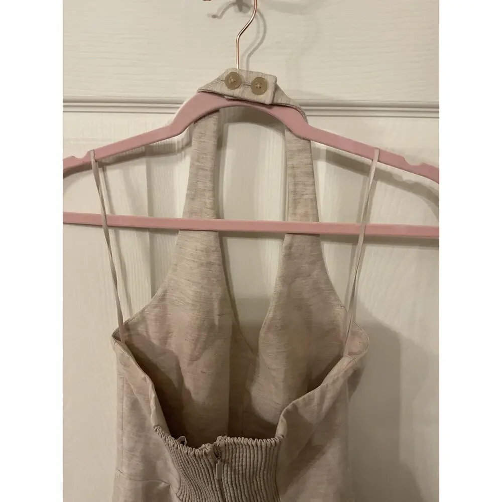 Aritzia Wilfred CruiseLinen Upscale Jumpsuit Natural Ecru Linen Lyocell, sz 4